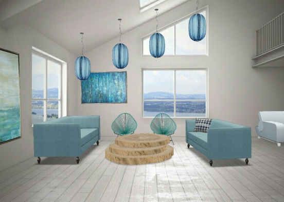 Ocean Living Room Design Rendering