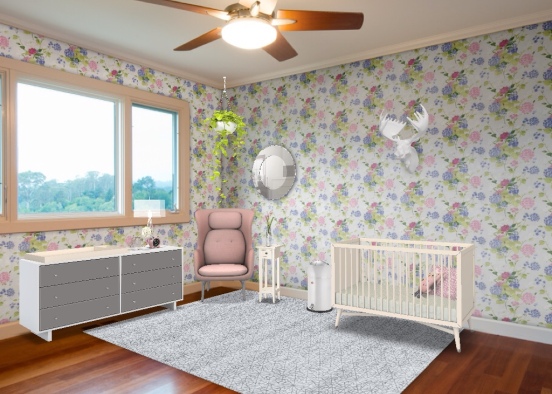 cute baby girl nursery Design Rendering