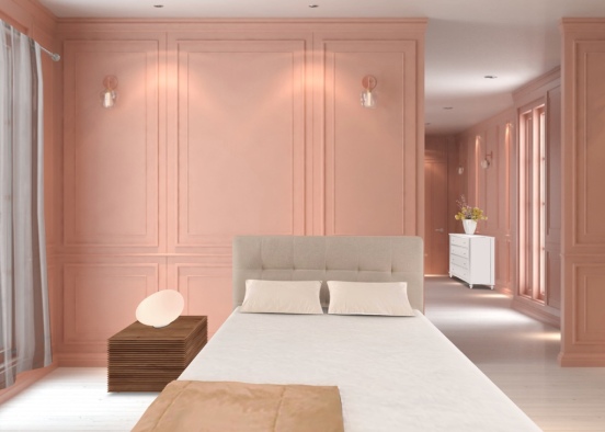 Cozy pink bedroom Design Rendering