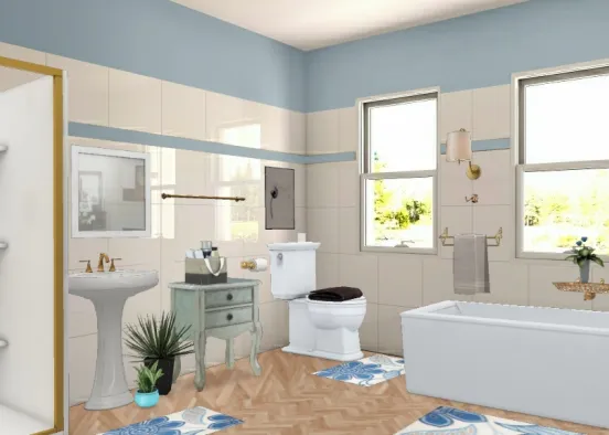 Light blue bathroom Design Rendering