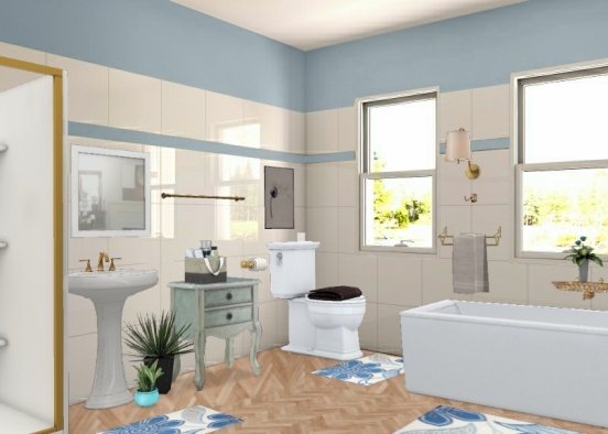Light blue bathroom Design Rendering