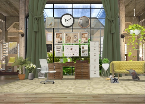 Cozy rusty comfortable office Design Rendering