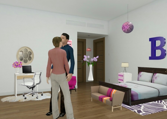 Twin Emma bedroom, Emma and boyfriend  steave Design Rendering