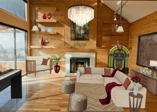 Countryside Living Room Design Rendering