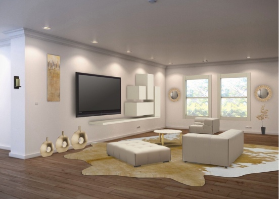 Golden Living Area Design Rendering