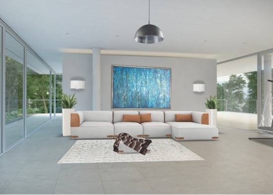 white living room  Design Rendering
