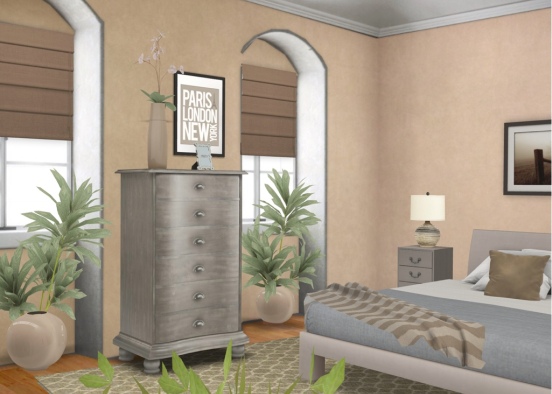 Gray & Beige Bedroom Design Rendering