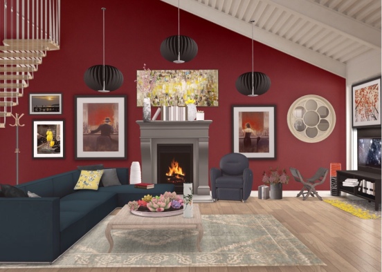 living room scarlet Design Rendering