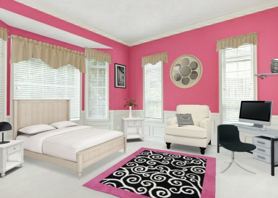 Passion pink bedroom Design Rendering