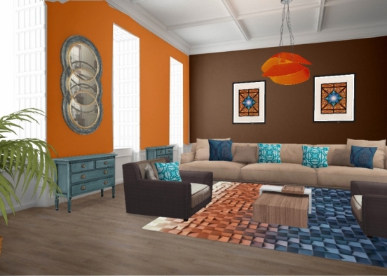 Brown, orange and blue Design Rendering