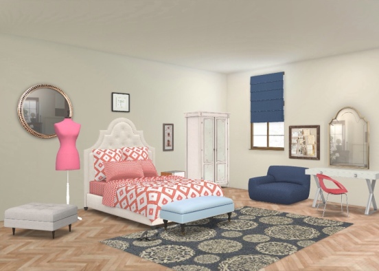 ElliePK teenager room pink and blue  Design Rendering