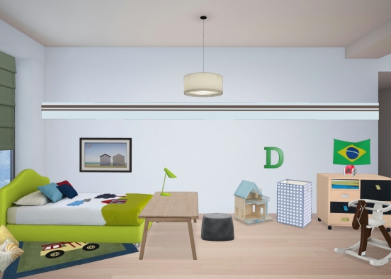 Green kids room Design Rendering