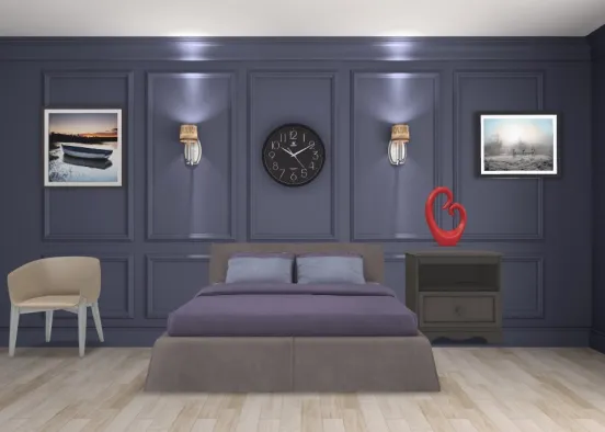 nice men’s single bedroom  Design Rendering