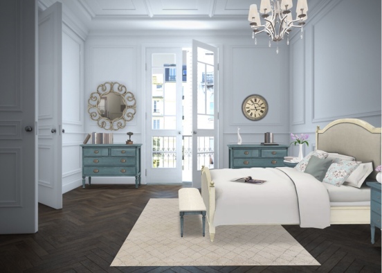 Cute French Bedroom Design Rendering