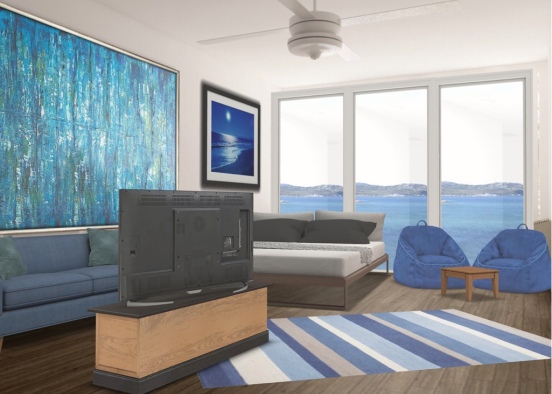 Cruise ship bedroom Design Rendering