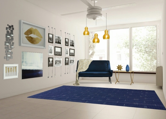 Blu and gold apartment Design Rendering