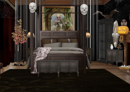 Spooky Halloween bedroom 👻🕸️☠️🦇 Design Rendering