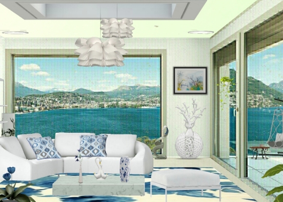 Coastal Living room  Design Rendering