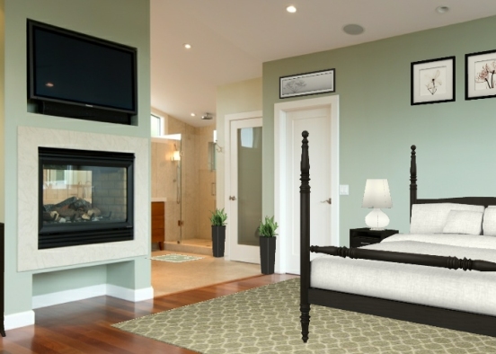 Black and green master suite Design Rendering