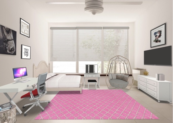 Cute Collage Dorm Room Design Rendering
