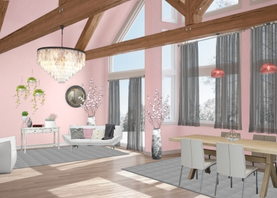 Cute and czy living room Design Rendering