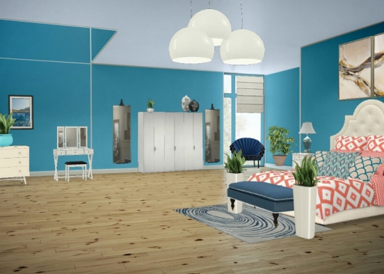Bedroom in blue Design Rendering