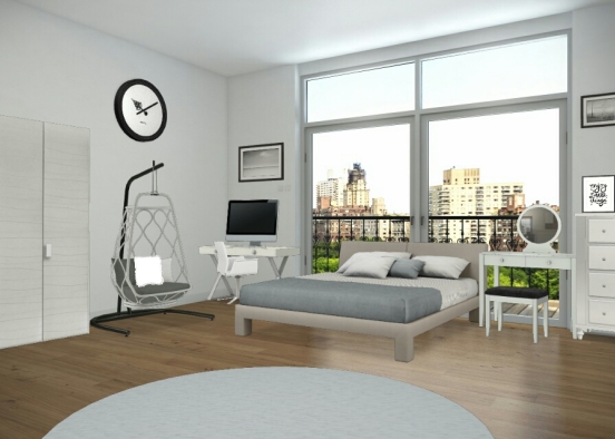 Black white and grey bedroom  Design Rendering