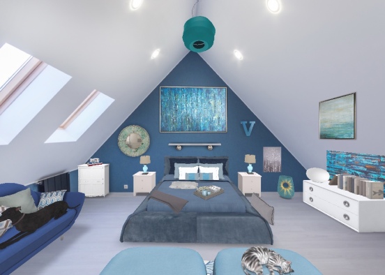 Una habitación azul.  Design Rendering