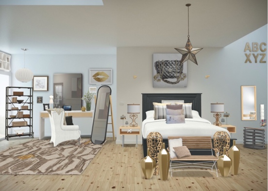 Gold Bedroom  Design Rendering