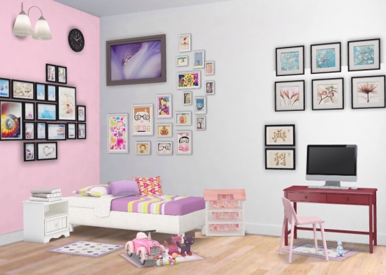 A cute girls room  Design Rendering