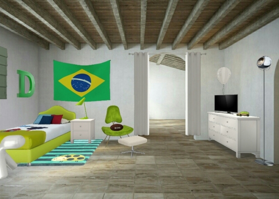 Green minimalist boy room Design Rendering