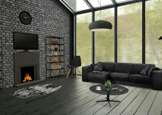 BLACK COMFY LIVING ROOM Design Rendering