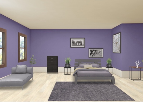 Darker Styled Bedroom Design Rendering