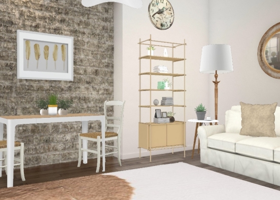 White and wood Design Rendering