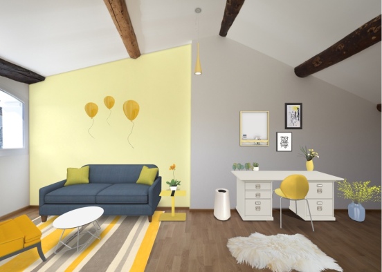 Yellow lounge room Design Rendering