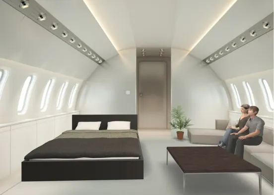 Private jet bedroom Design Rendering