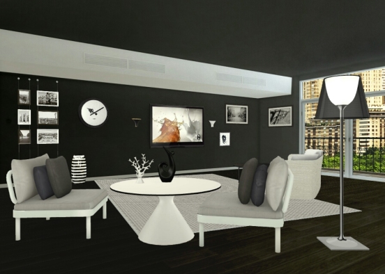 Black and White room Design Rendering