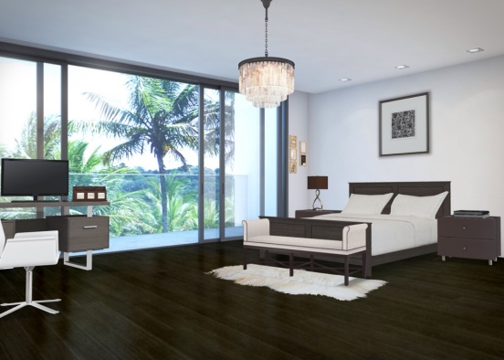 B&W Modern Bedroom Design Rendering