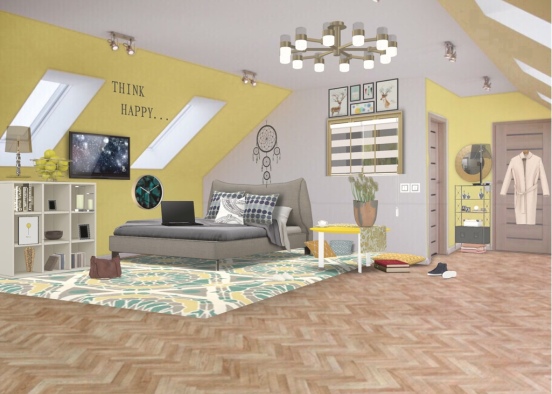 Pastel Yellow Room Design Rendering