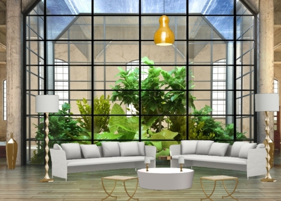 Gold,white and plants Design Rendering