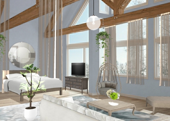 Pretty cozy studio with lots of Natural light . Design Rendering