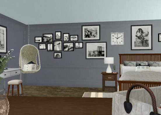 Grey, White Bedroom Design Rendering