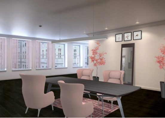 Pink dining room Design Rendering