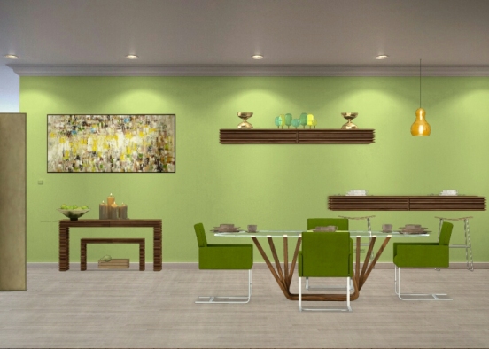 Sala de jantar verde Design Rendering