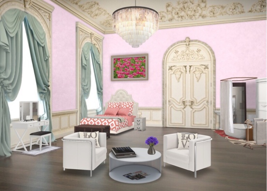 Fancy pink bedroom Design Rendering