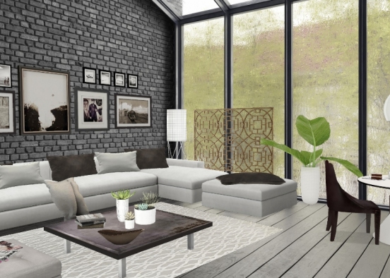 Light and modern Living Room Design Rendering