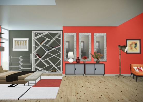 Red bedroom  Design Rendering