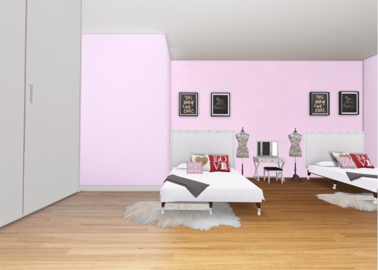 this is a very girly barbie inspired bedroom perfect for twins or sisters  Design Rendering