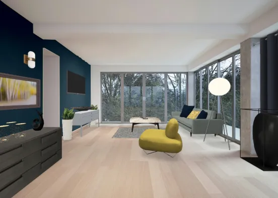 Minimalistic modern living room  Design Rendering