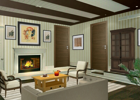 Vintage living room  Design Rendering